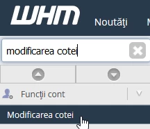 Modificarea Cotei cont WHM